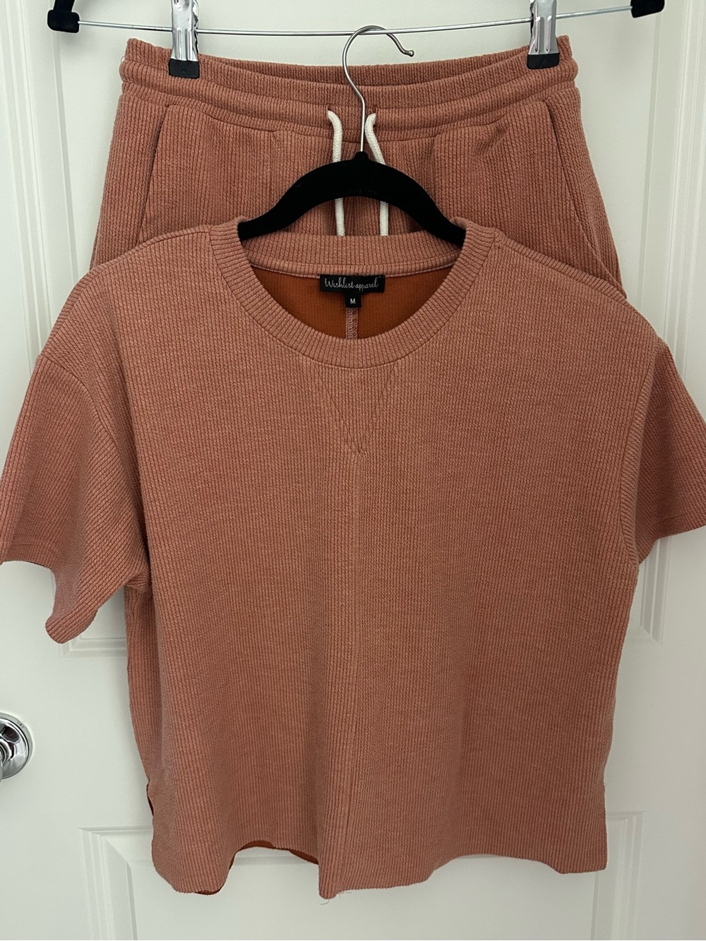 Wishlist Ribbed Knit Crewneck Sweater & shorts set- terracotta